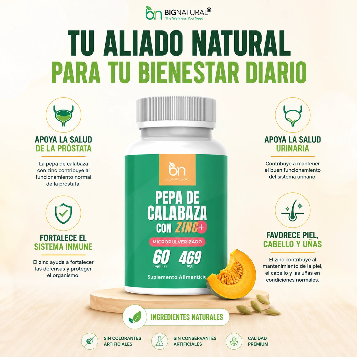 Pepa de calabaza con zinc BIGNATURAL