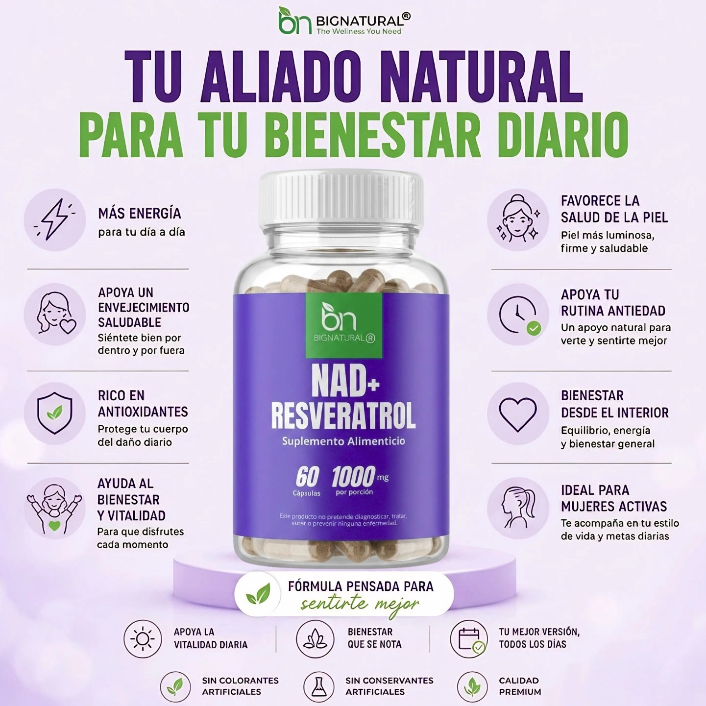 beneficios nad+ resveratrol bignatural