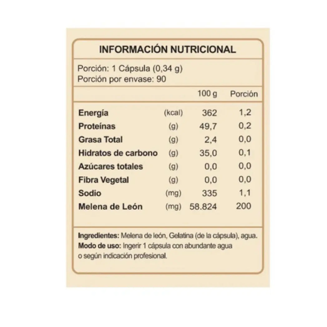 MELENA DE LEON INFORMACION NUTRICIONAL 