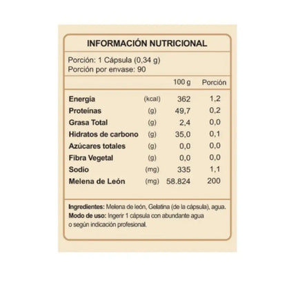 MELENA DE LEON INFORMACION NUTRICIONAL 