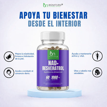 nad+ resveratrol big natural frasco transparente